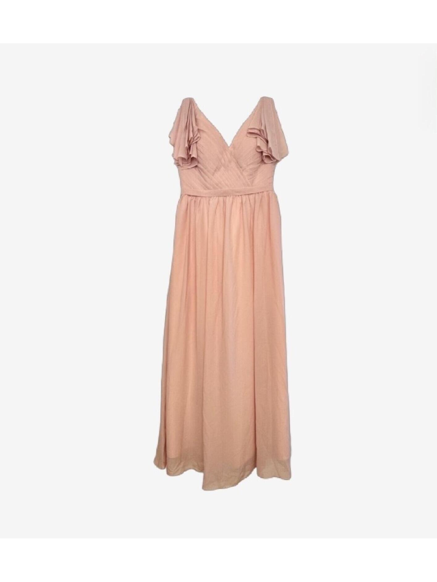 Long Formal Pink Dress Bridesmaid Special Occasion Corset Lace Up Back Size 16